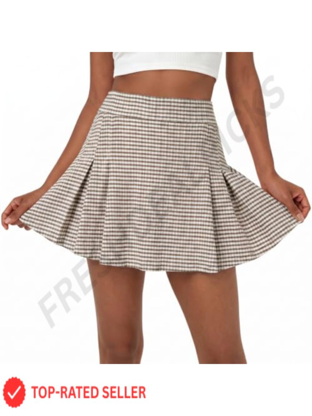 Women's Plaid Pleated Mini Skort High Waisted with Built-in Shorts Tennis Golf